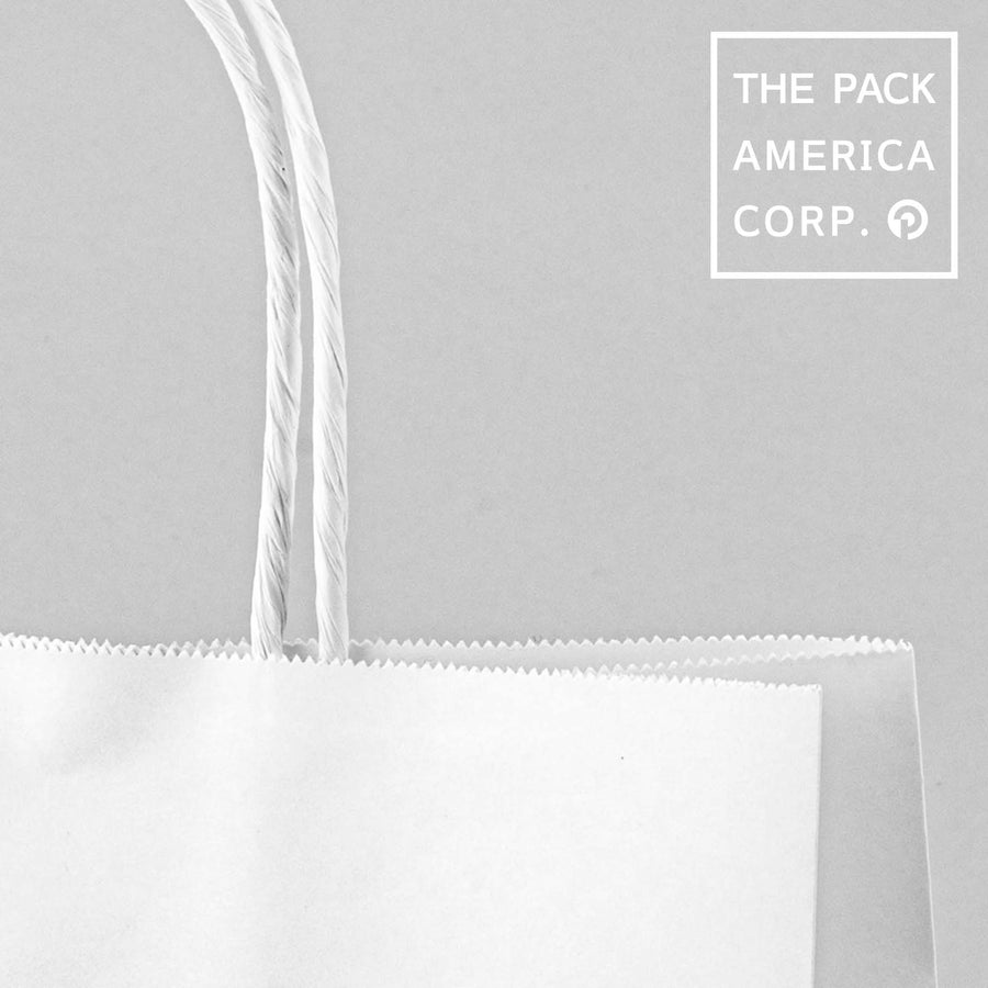 Serrated top paper shopping bag with twisted rope handles